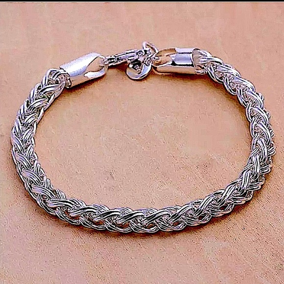 Sterling Silver Braided Bracelet Chain Link - Picture 3 of 7